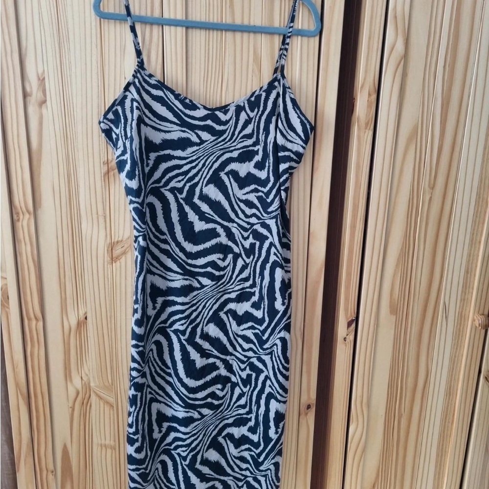SHEIN Black and White Slip Midi Dress for Night Out